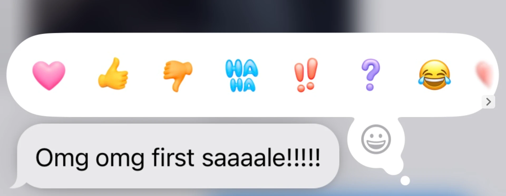 DM from Amy Chang: Omg omg first saaaale